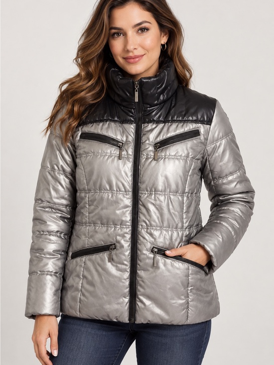 Boy Meets Girl Jackets & Blazers - Boy Meets Girl Gray & Black Quilted Jacket - medium